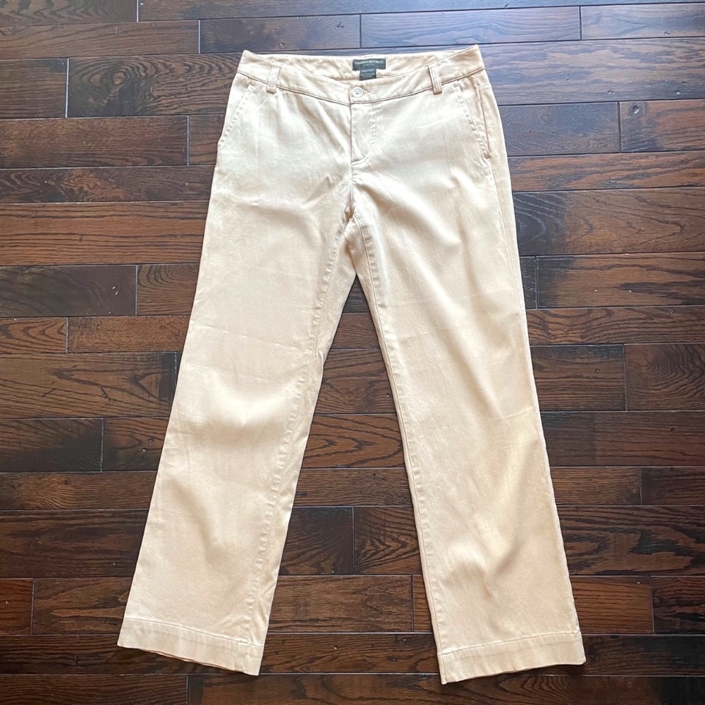 Y2K Banana Republic Stretch Pants - Slightly Ribbed Soft Texture - Cream - 4